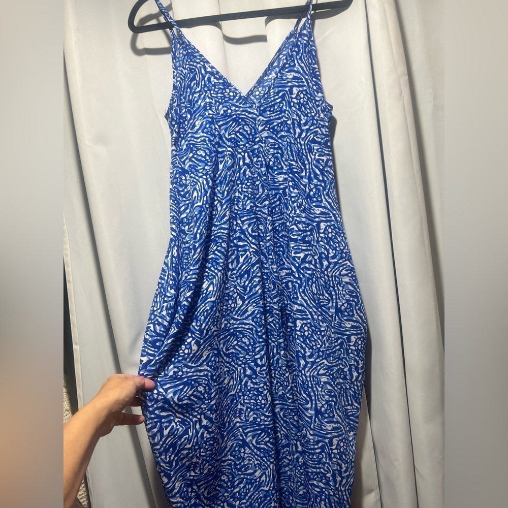 ISH Royal Blue Midi Sundress Sleeveless V-neck - Picture 2 of 5